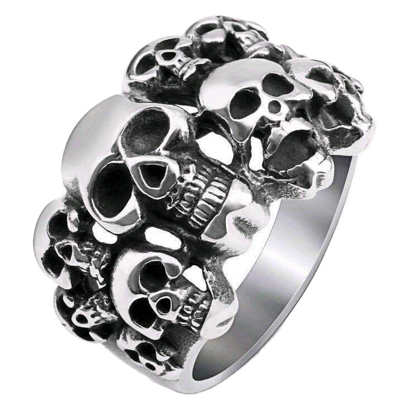 Yunjin joyería Ghost Head anillo europeo y americano transfronterizo Venta caliente titanio acero cráneo anillo moda dominante punk Retro