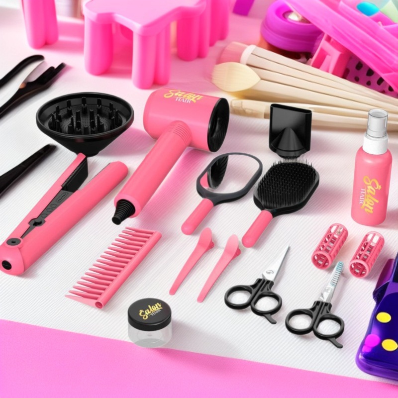Herramientas de peluquería de simulación transfronteriza set de corte de pelo secador de pelo para niños vestidos de corte de pelo juguetes