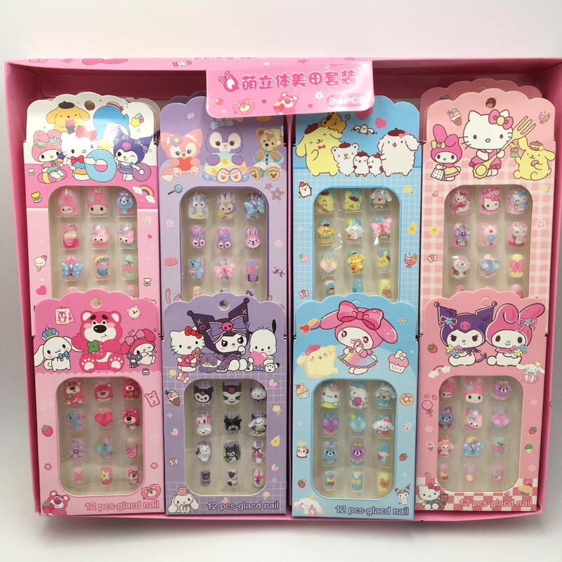 Anime Sanrio Family Nail Art Pieces Kuromi Pudding Dog Melody Purple Rabbit Strawberry Bear Three-Dimensional Nail Pieces