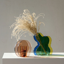 吕林霞几何玻璃花瓶简约摆件插花花器创意新品餐桌玻璃几何工艺品