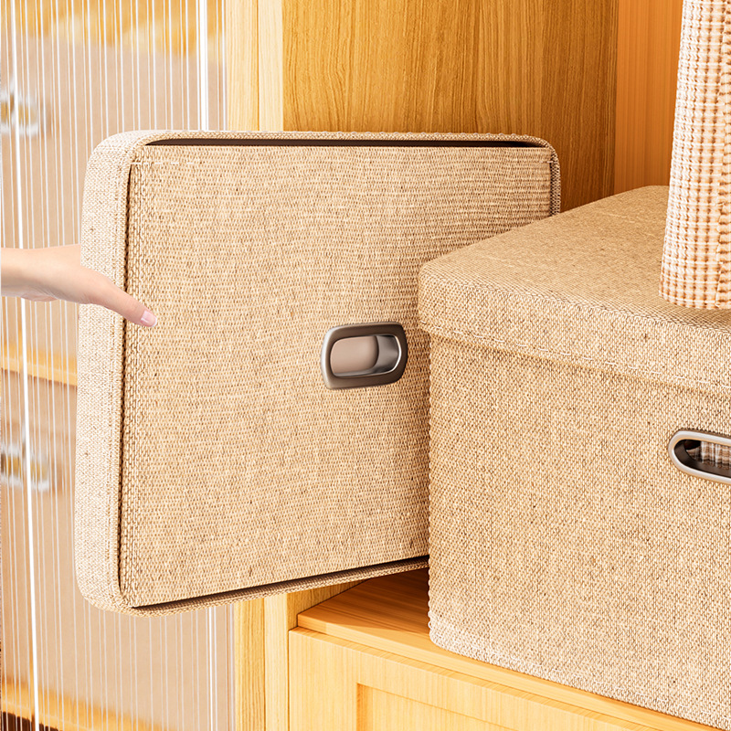 璐美模造麻バックル天地蓋収納ボックス大容量折りたたみ服専用箱タンス整理神器