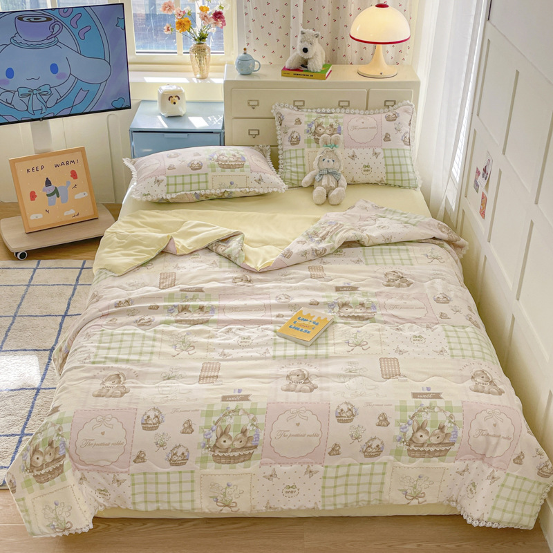 Edredón fresco de verano de fibra de soja, dormitorio, edredón delgado de verano individual, edredón de aire acondicionado lavable a máquina