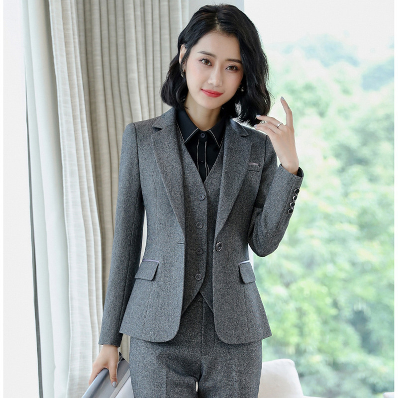 Autumn and Winter Suit Store Manager Hotel High-end Temperament Professional Female Beauty Salon Gold Jewelry Work Clothes Four-piece 8818