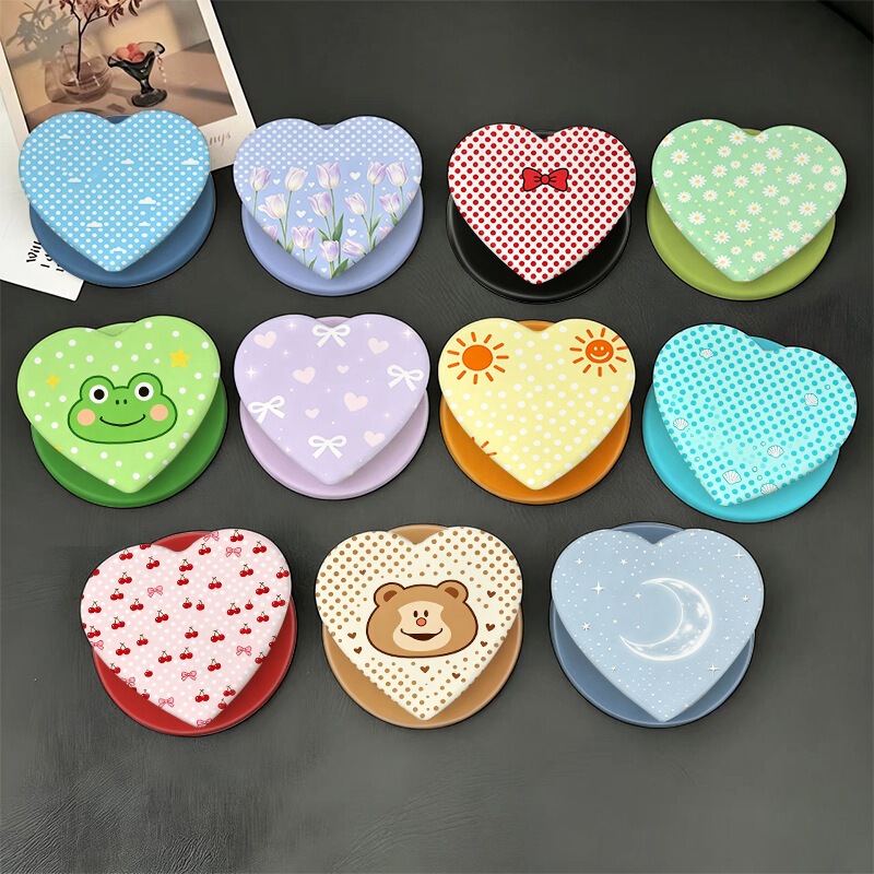 Cross-border bestseller heart-shaped airbag magnetic stand with cartoon polka dot print, retractable and foldable magnetic phone holder Cross-border bestseller heart-shaped airbag magnetic stand with cartoon polka dot print, retractable and foldable magnetic phone holder