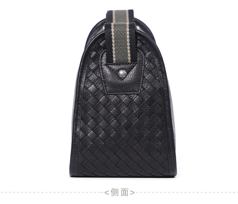 Túi đeo chéo nam da thật dệt đan 29×11×17 cm — Màu đen da bò, Màu đen da cừu chi tiết 21