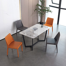 岩板餐桌家用小戶型現代簡約長方形桌子北歐風亮光岩板餐桌椅批發