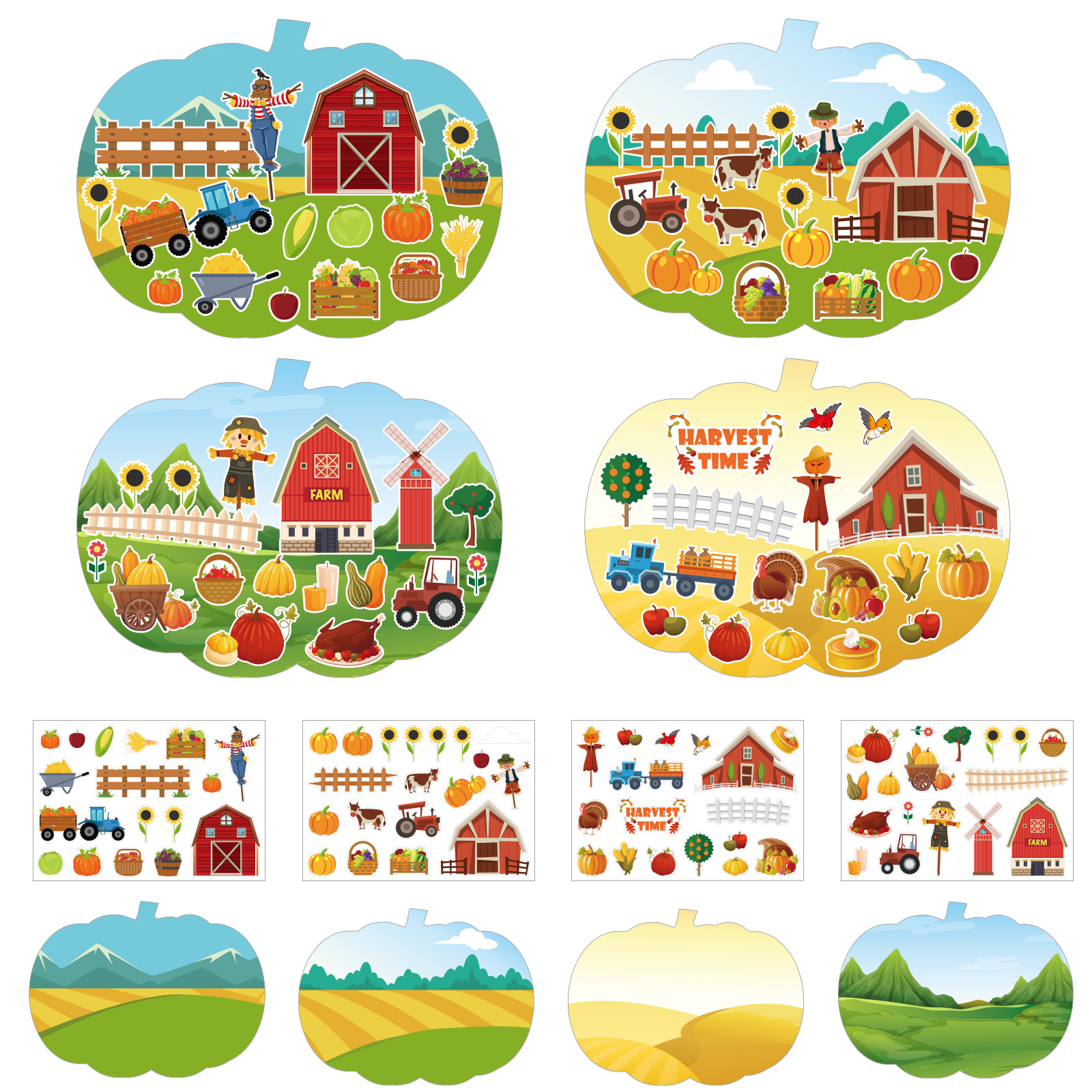 Pegatinas Decorativas de Dibujos Animados Papel Artesanal DIY para Acción de Gracias
