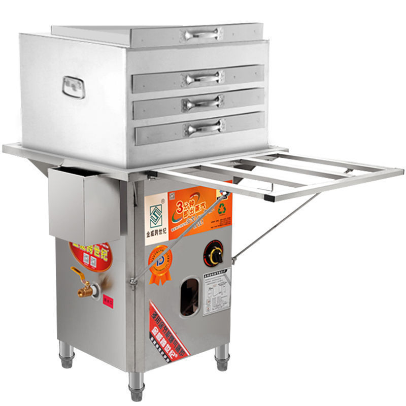 Gas comercial sin ventilador máquina de polvo de salchicha comercial 304 cubierta interior desayuno horno de vapor máquina de polvo de salchicha tipo cajón