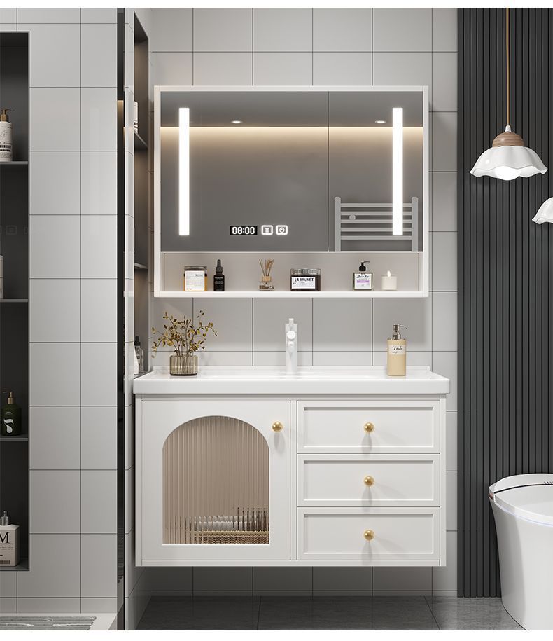 Pastoral simple solid wood washbasin, bathroom cabinet combination, ceramic bathroom integrated, intelligent washbasin and washbasin, oak undefined