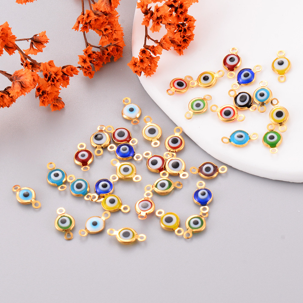 304 Stainless Steel Material 1 Piece 304 Stainless Steel PVD Coated Devil's Eye Eye Eye Beads DIY Jewelry Accessories Bracelets