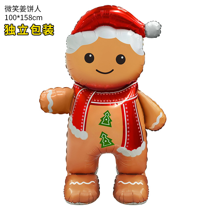 Globo de Navidad 4D de gran tamaño (Santa, trineo, renos), con base tridimensional para pie, decoración para árbol de Navidad