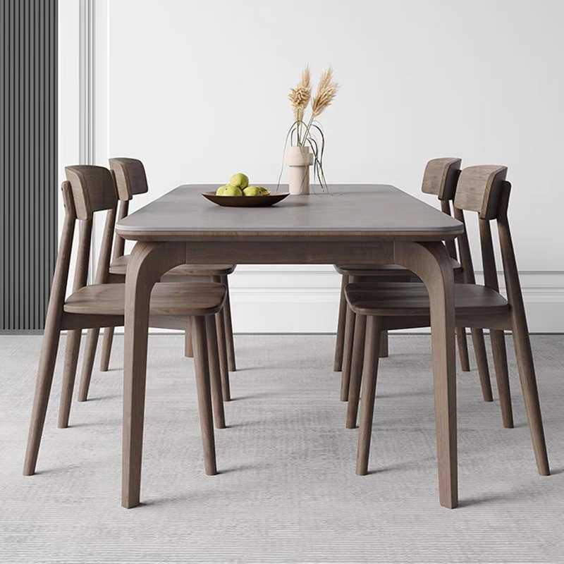 Mesa y silla de comedor de tablero de roca de fondo completo, mesa de comedor de tablero