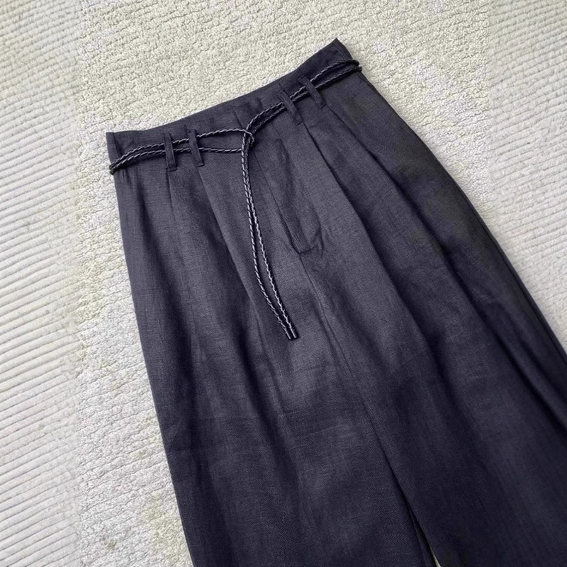 CHAO FIRE recommend! Old money wind relaxation feeling ~ black linen wide leg pants women's drawstring strap casual mop pants