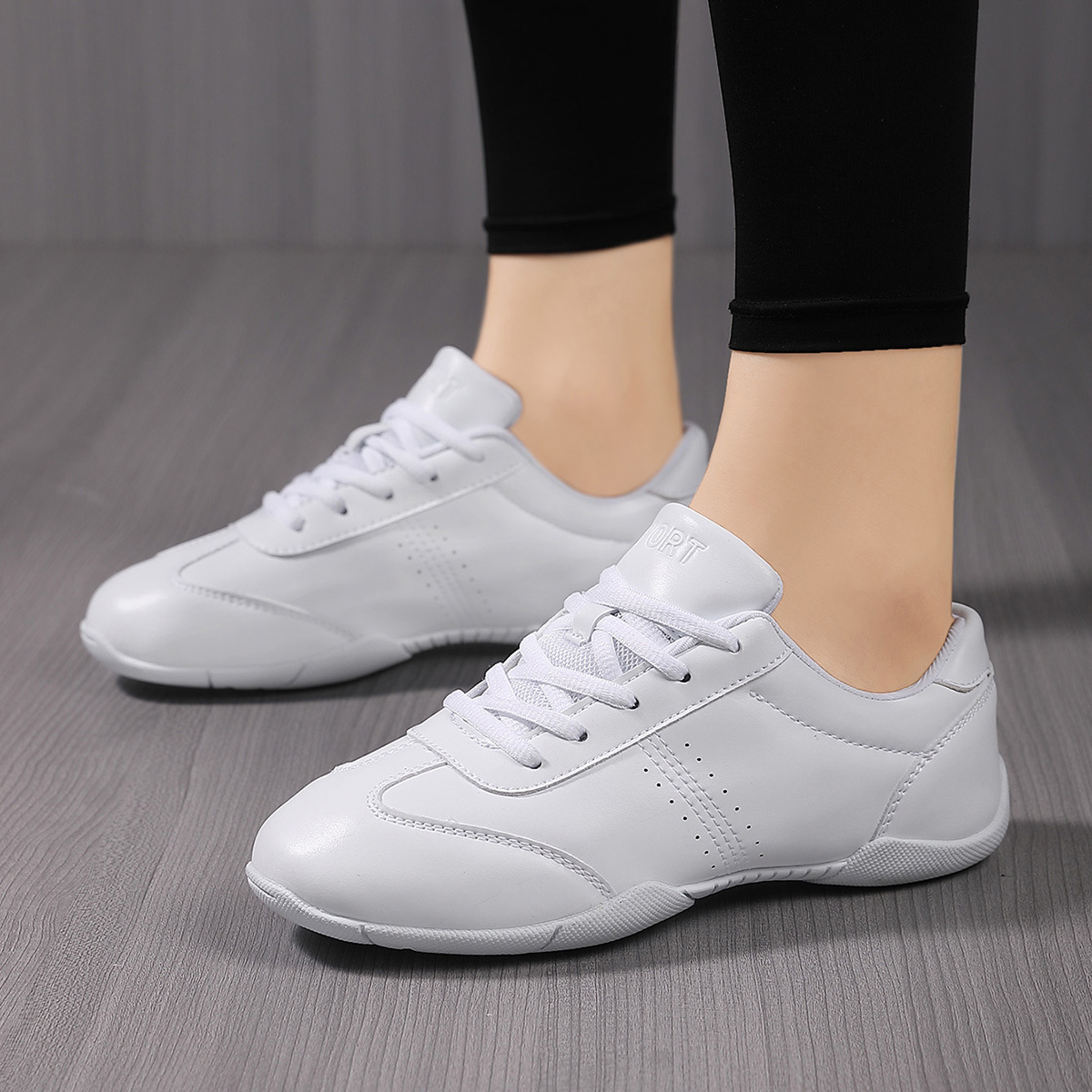 Grupo competitivo aeróbicos zapatos blancos zapatos de fitness deportes porristas zapatos de entrenamiento de las mujeres zapatos de competencia de fondo suave niños