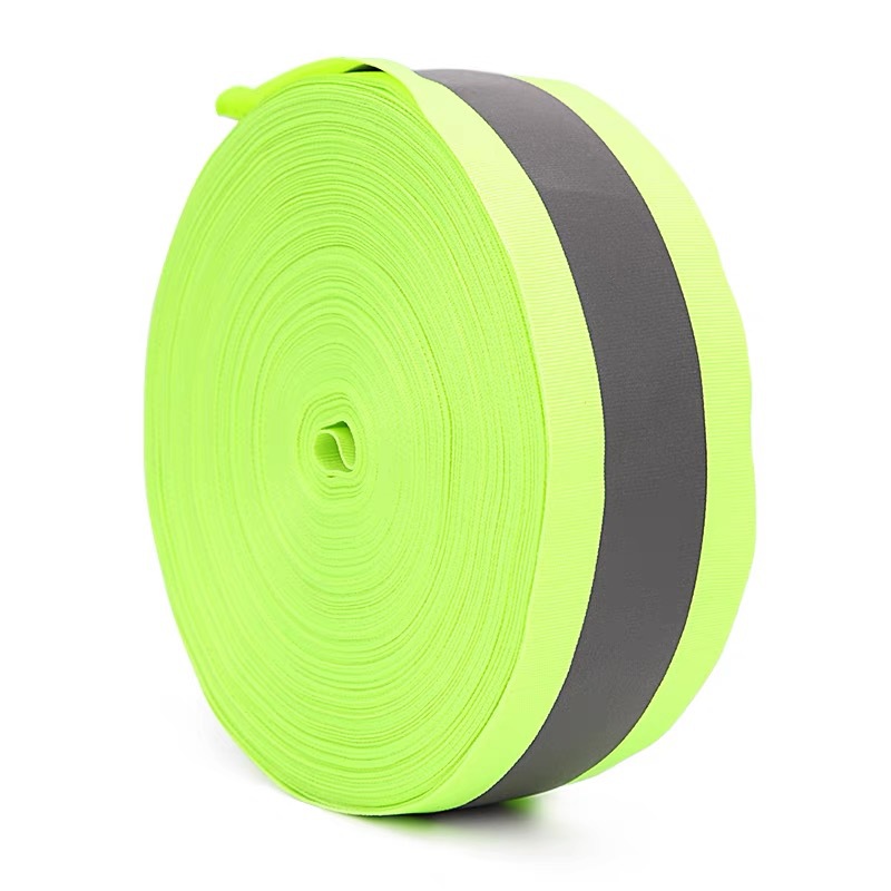 Fabricante mayorista de tiras reflectantes fluorescentes verdes de alta luminosidad, accesorios para prendas de vestir, tiras de tela fluorescente de advertencia y saneamiento, cintas reflectantes.