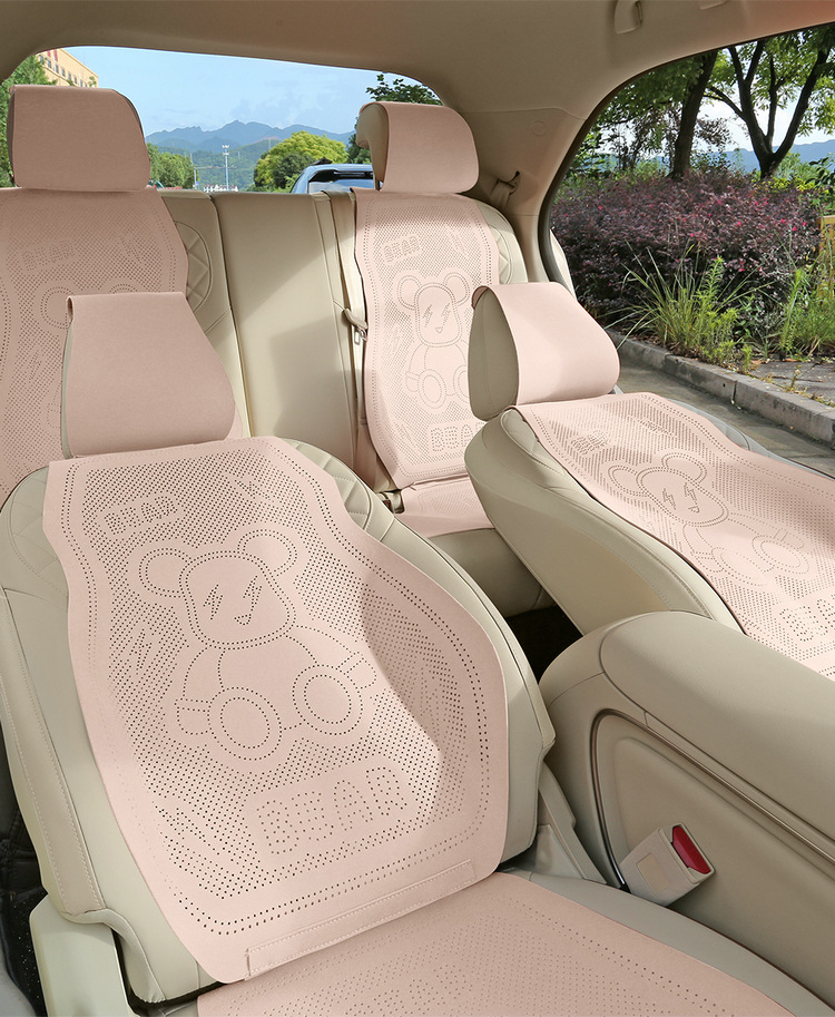 New Cartoon Lightning Bear Fur Half Pack Saddle Cushion Car Cushion Four Seasons Universal Thin Perforated Air Mat