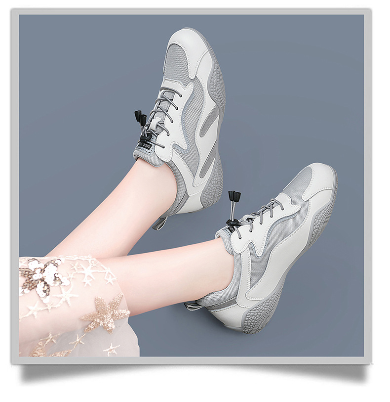 Giày sneaker nữ da thật đế mềm lưới thoáng khí dáng thể thao nhẹ xuân hè 2024 — Xám be 58231 LJ, Màu đen 58231 LJ, Màu hồng 58219 LJ, DH 58278-1 gót trắng cao 3cm mẫu thoáng khí mùa hè chi tiết 14