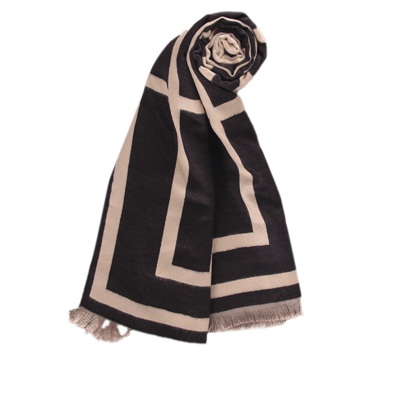 New OM Letter Autumn/Winter Scarf Women's Double sided Thickened Warm Imitation Cashmere Air Conditioned Shawl Neckband_voghion.com