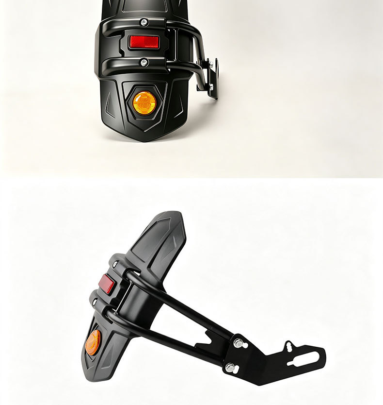 Mudguard modification bracket for motorcycle rear shield with dual reflectors for nighttime warning, waterproof and splash-proof accessories