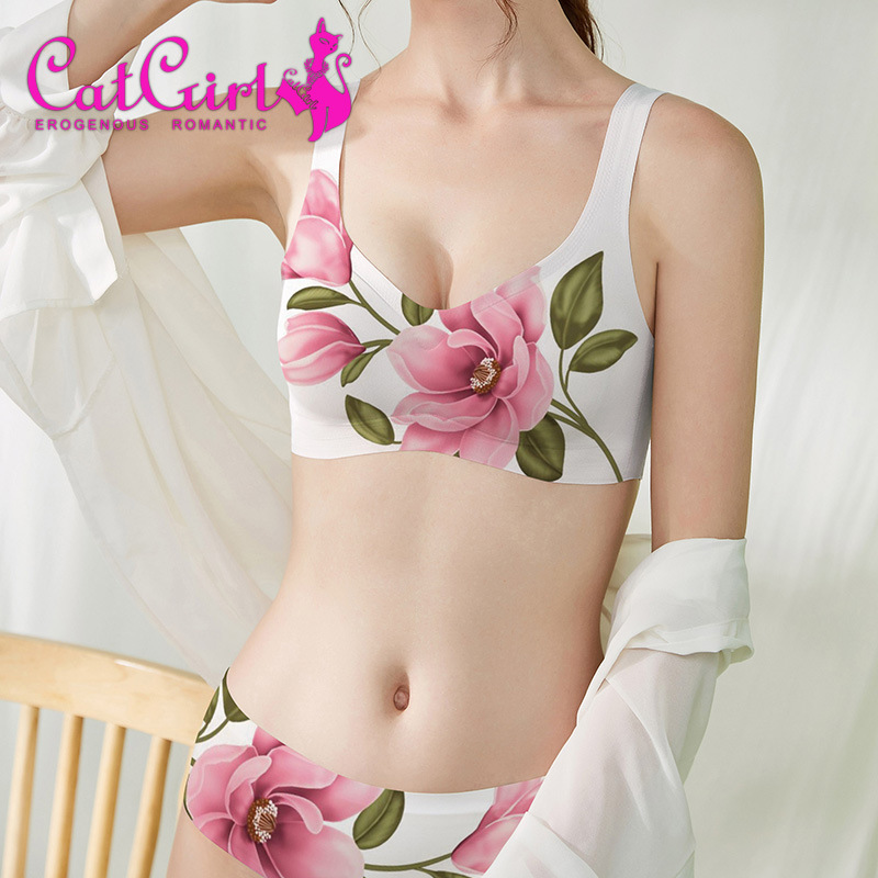 Designer fashion brand suit underwear women's wireless underwear underwear two-piece set beauty back bra vest bra