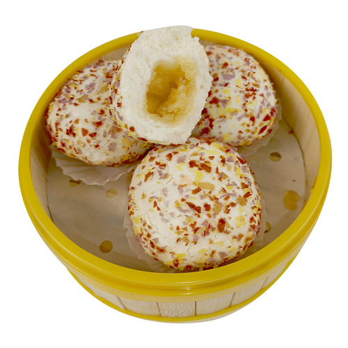 Yudian colorful oatmeal buns 6 Cantonese style teahouse dim sum frozen pastries breakfast buns snacks ready to eat