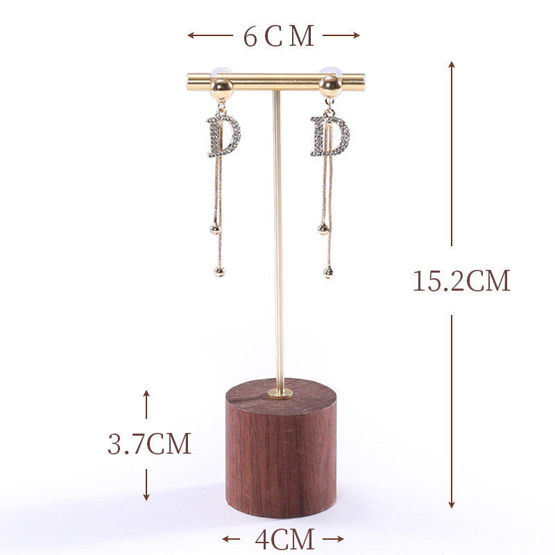 월넛 고급 골드 귀걸이 스탠드 대형
