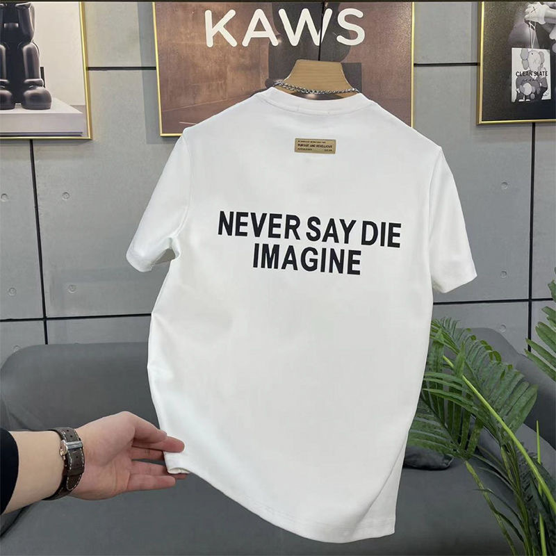 T-shirt à manches courtes en pur coton pour hommes, coupe cintrée, col rond, avec filet, nouvelle collection printemps/été_voghion.com