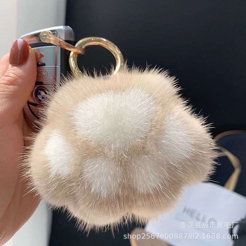 猫爪毛绒挂件仿真獭兔毛猫爪包挂件创意车钥匙扣情侣书包挂饰玩偶|undefined