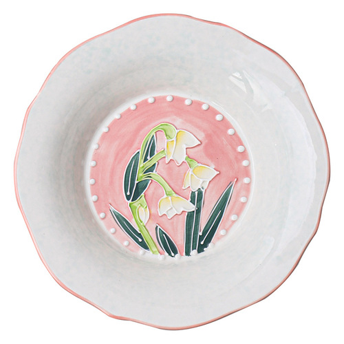 Hand-painted Ceramic Dinner Plate High-end Household Breakfast Plate Underglaze Color Large Capacity Snack Fruit Plate Wholesale