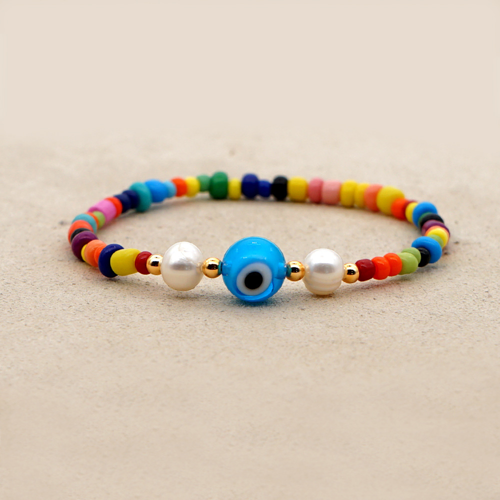 Bohemia Style Pearl Color Demon Eye Bracelets Wholesale display picture 5