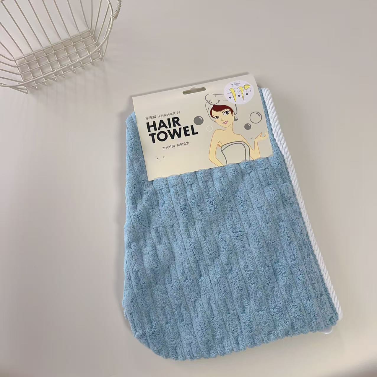 Fabricante de coral en stock simple sombrero de cabello seco para adultos suave absorción de agua bolsa de baño doméstica toallitas rápidas para secar el cabello