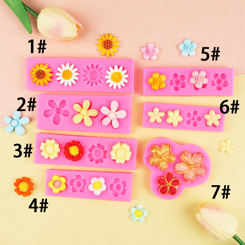 Mini girasol pequeña flor serie pastel molde de silicona pastel de chocolate fondant decoración molde de silicona