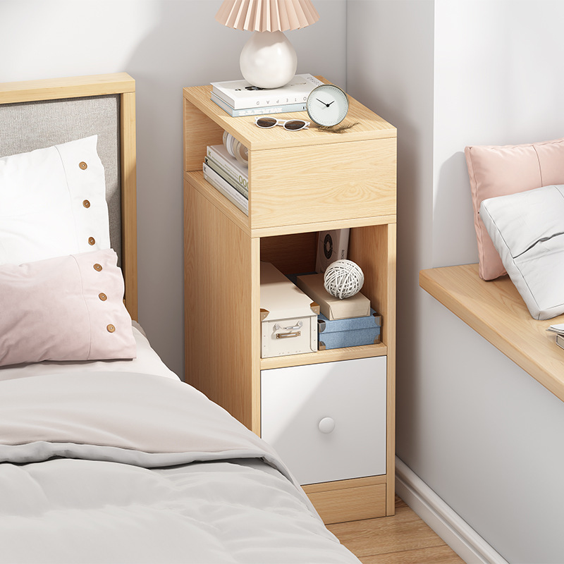 Mesita de noche simple moderno gabinete de almacenamiento doméstico simple dormitorio estrecho mesita de noche pequeño Gabinete armario estante