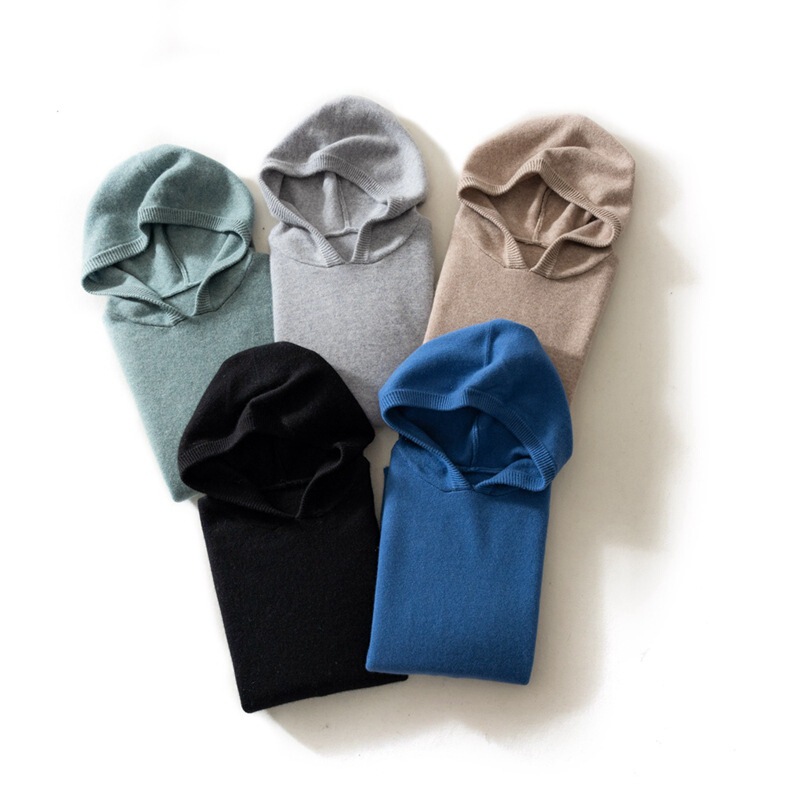 2023 new cashmere men's hoodie sweater long sleeve casual knitted sweater thickened fashionable all-match bottoming shirt