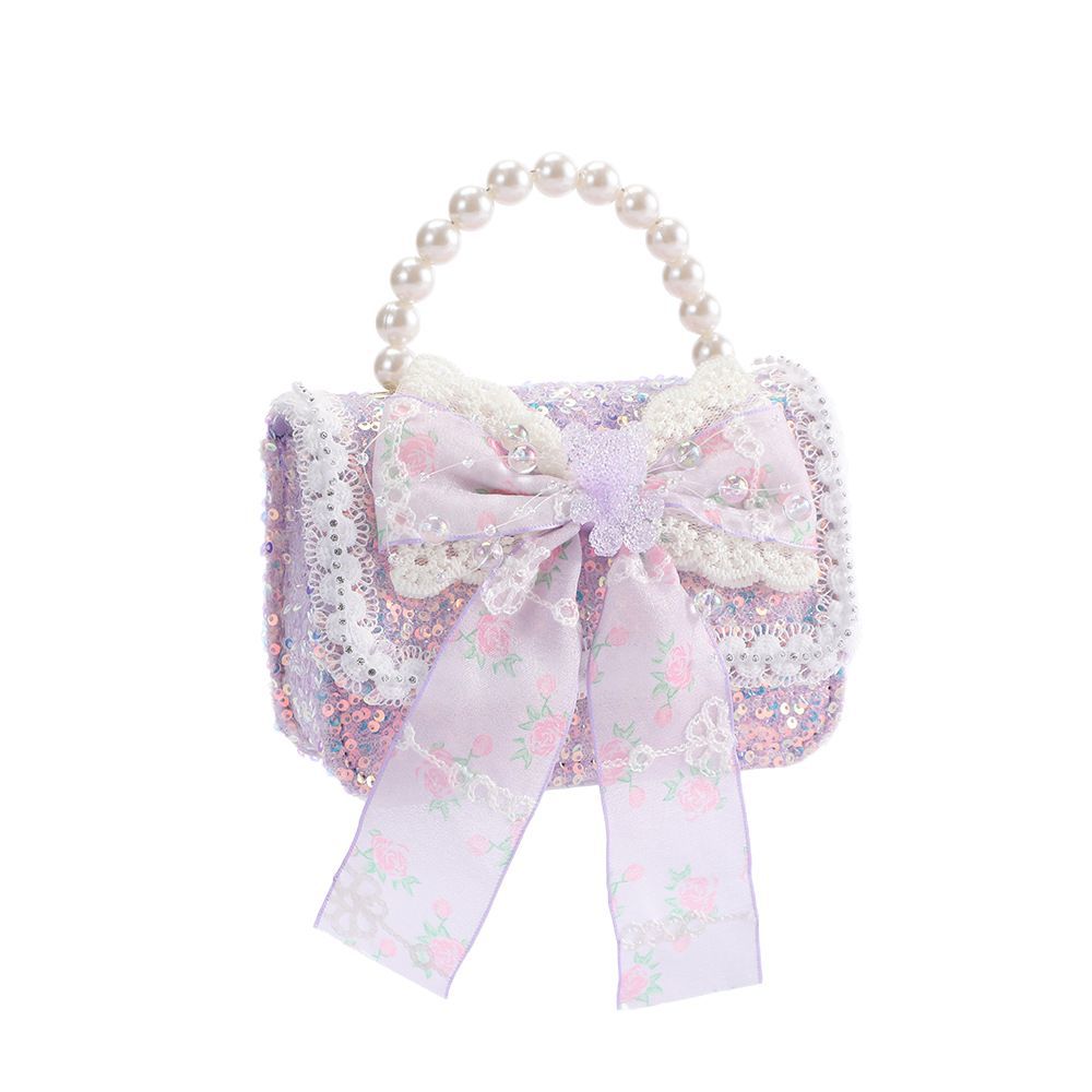 Bolsos para niñas, modernos bolsos cruzados estilo Chanel para niñas pequeñas, elegantes bolsos con lazo de perlas para niñas pequeñas, impermeables.