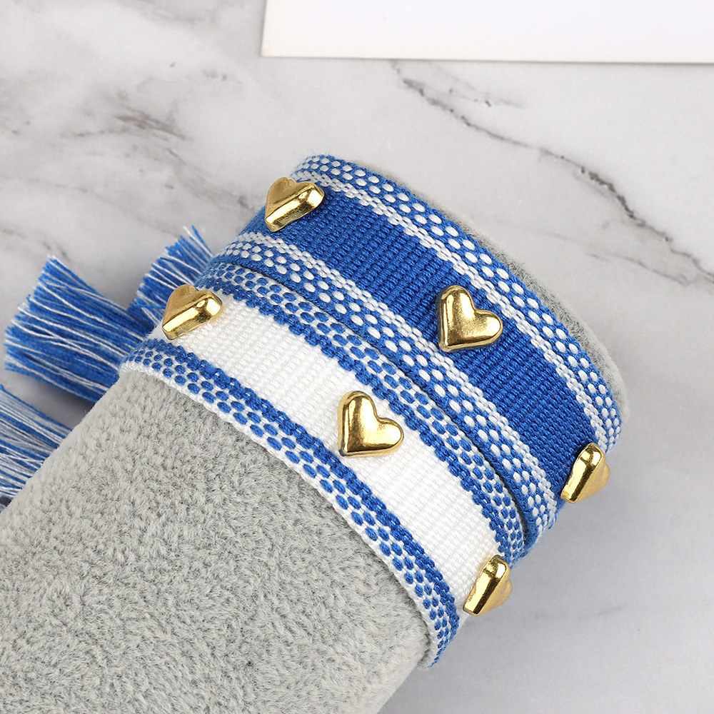 8g Weight Bracelets Classification Polyester Chain Material 1 Piece Quantity Holiday, Daily Occasion Polyester Material Heart Shape Pattern Women's Gender Knitting, Tassel Design Casual, Simple Style Style Casual Simple Style Heart Shape Polyester Wholesale Bracelets 6