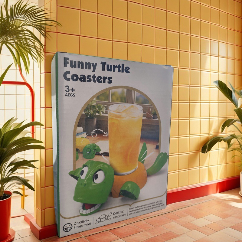 노란색 박스형 프레스 거북이 코스터