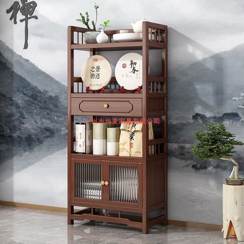 茶棚収納ラック多層茶収納キャビネットリビングルーム小さな茶棚ティールームティーセットラック茶ディスプレイキャビネット|undefined