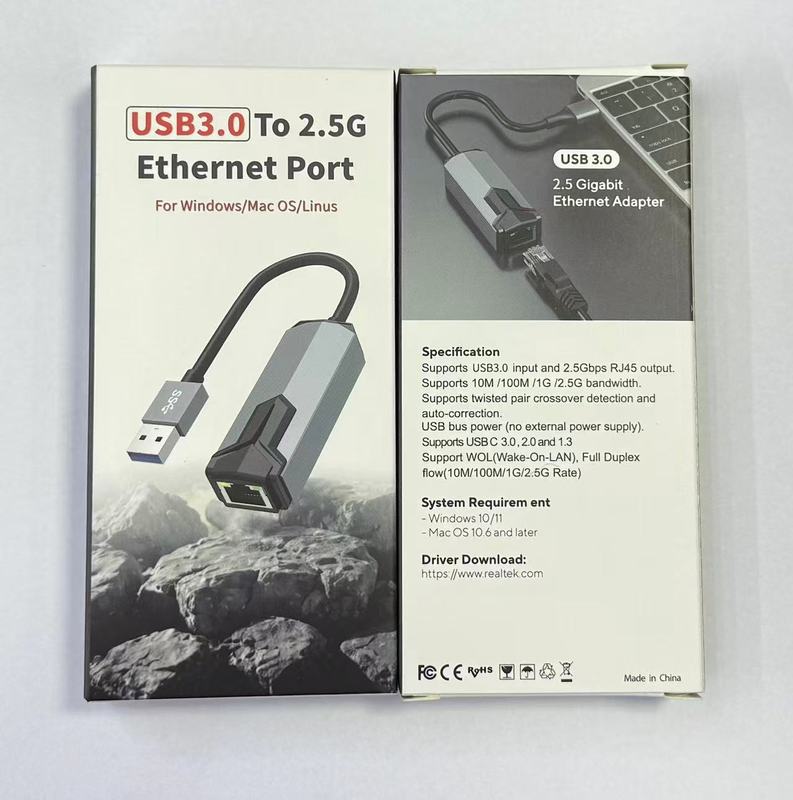 USB ギガビット ネットワーク カード コンピュータ外部ネットワーク アダプタ タイプ C - RJ45 ネットワーク ポート ダブルヘッド 2.5G ネットワーク カード|undefined