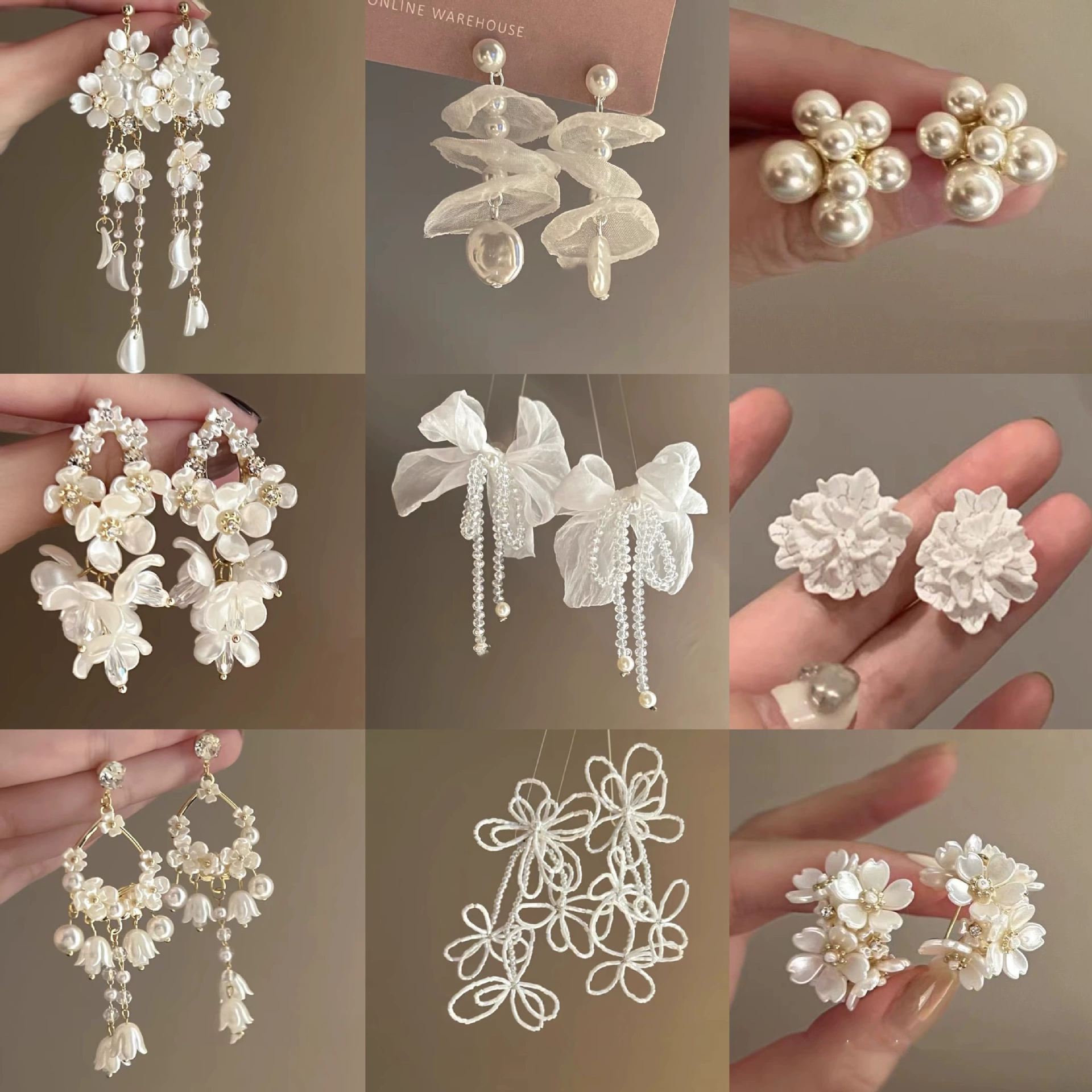 Серебряная игла из жемчуга, атмосферные модные серьги, цветочные, стиль лёгкого люкса, стиль высокого качества