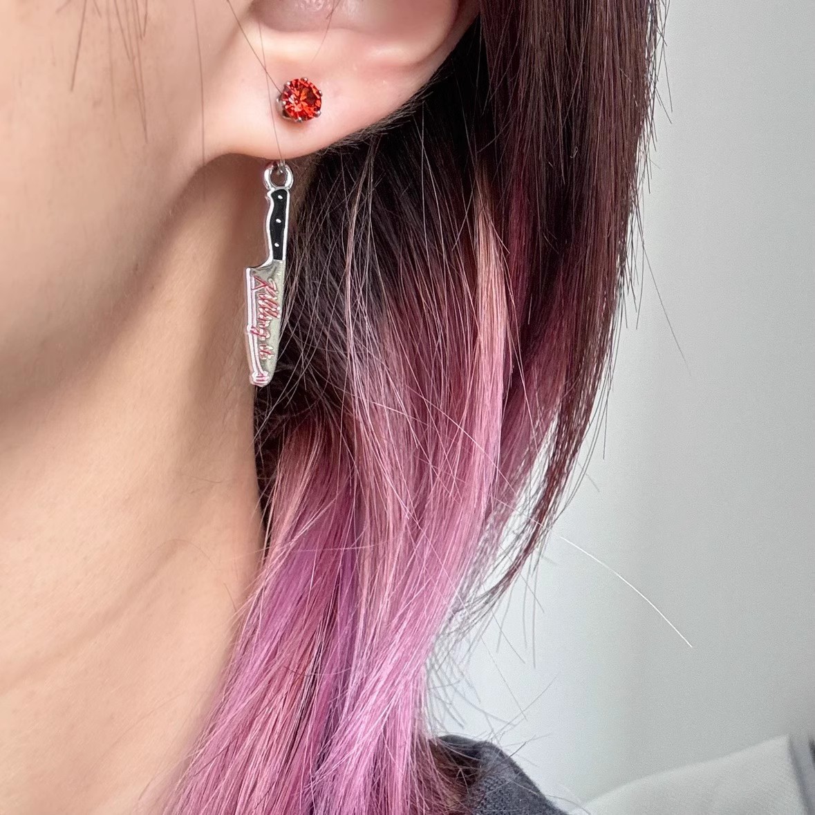 European and American Cross-Border Dark Gothic Punk Rock Dagger Bow Pendant Necklace Earrings for Women Retro Stylish Niche