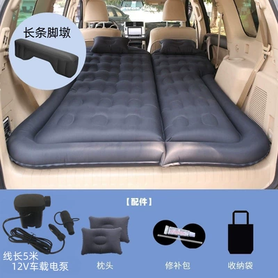 Bed Vehicle-mounted inflatable bed - two-way-trunkstorage-seat-suv-double-sided-oxford-cloth-black-with-5m-pump-one-long-stool