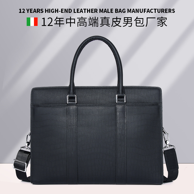 Business Handbag for Men, Large Capacity 15/ 6inch Inch Laptop Office Bag, First-Layer Cowhide Men's Briefcase