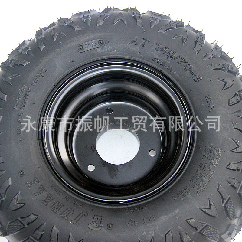 Modified Electric Beach Bike Go-Kart Tire 145/ 70-6inch A-Shaped Vacuum Tire with 3-Hole Wheel Hub Accessories
