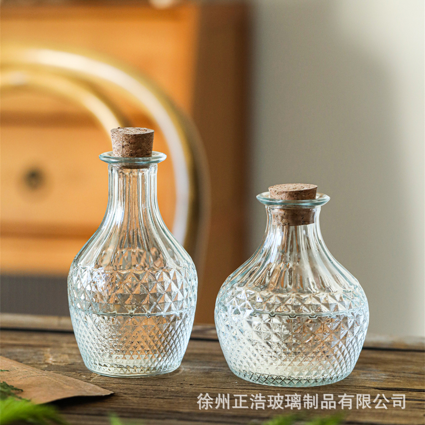 Botella de Vidrio para Bebidas con Tapón de Madera, Transparente, para Vino de Frutas y Cocina image 4