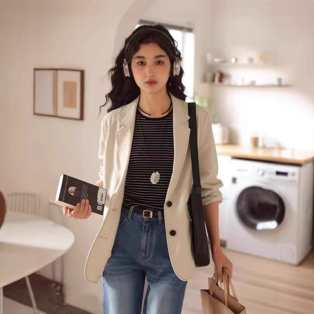 Xia Rou New/French Retro Linen Thin Suit Jacket for Women Spring