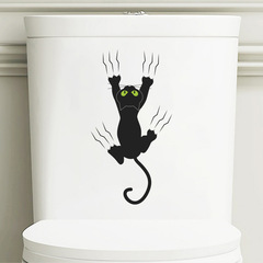New AD1116 cartoon black cat toilet sticker bathroom bathroom home decoration removable kitten sticker