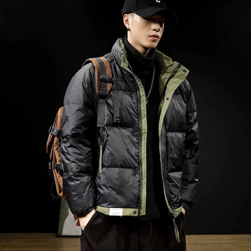 Зимняя короткая пуховая куртка для мужчин 2025 года, новая, в американском стиле, модная брендовая мужская куртка, 90% белый утиный пух, теплая одежда оптом