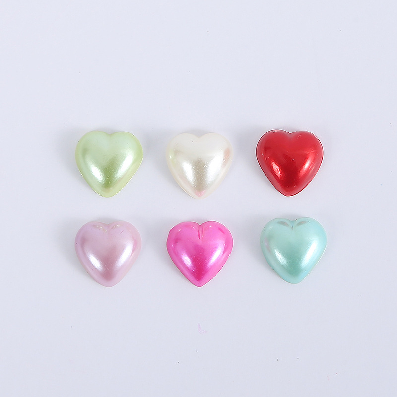 Accesorios de joyería de imitación de perlas DIY, perlas semicirculares, perlas en forma de corazón para teléfonos móviles, accesorios DIY de perlas en forma de corazón, cuentas.