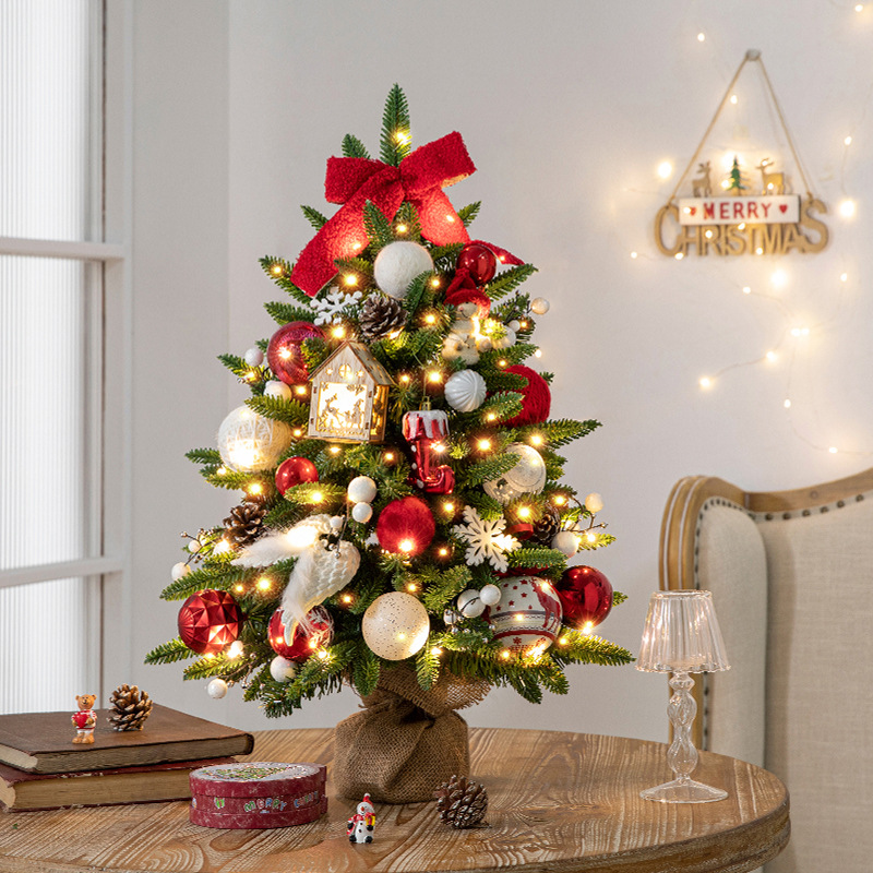 Transfronterizo nueva hoja mixta 60cm Escritorio de lujo PE hoja cifrado Paquete de Navidad árbol de Navidad decoraciones para el hogar
